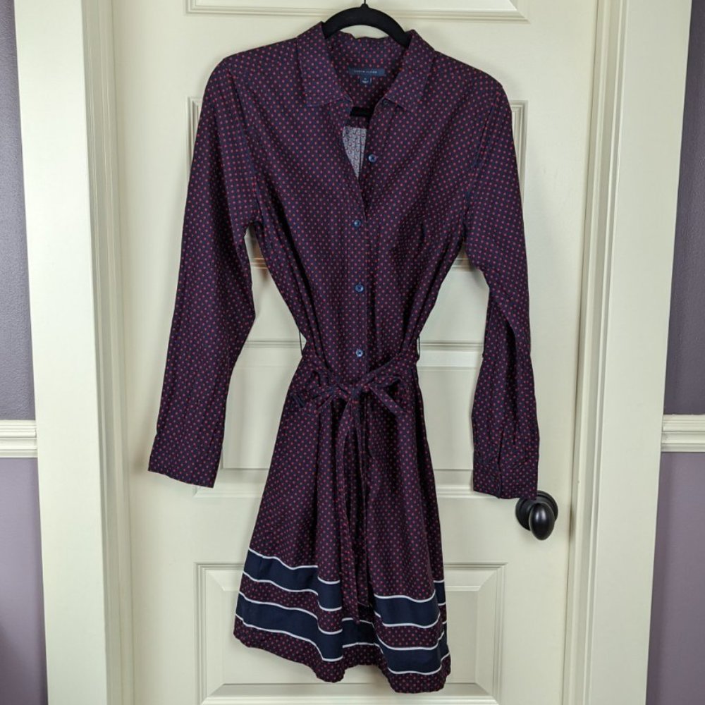 Tommy Hilfiger Navy and Red Polka Dot Shirtdress